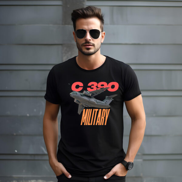 Embraer C-390 Millennium B/W T-shirt 100% Cotton – Biowash - Image 4