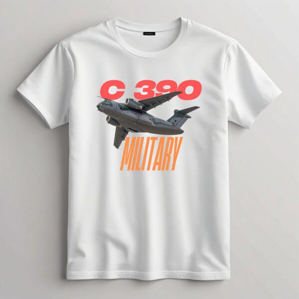 Embraer C-390 Millennium B/W T-shirt 100% Cotton – Biowash