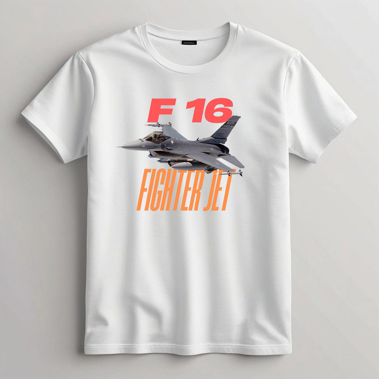 F-16 Fighter Jet B/W T shirt 100% Cotton – Bio wash
