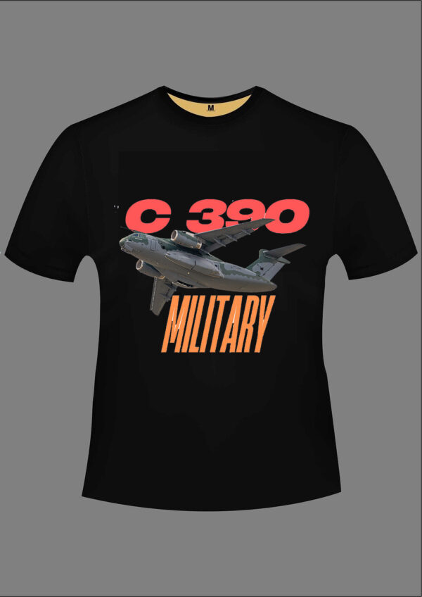 Embraer C-390 Millennium B/W T-shirt 100% Cotton – Biowash - Image 2