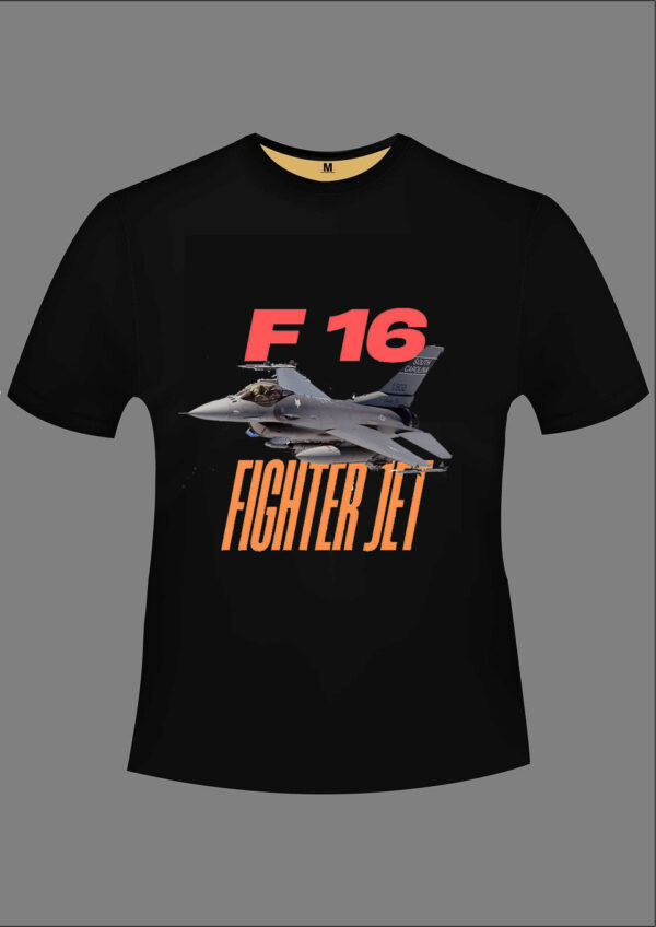 F-16 Fighter Jet B/W T shirt 100% Cotton - Bio wash - Image 6