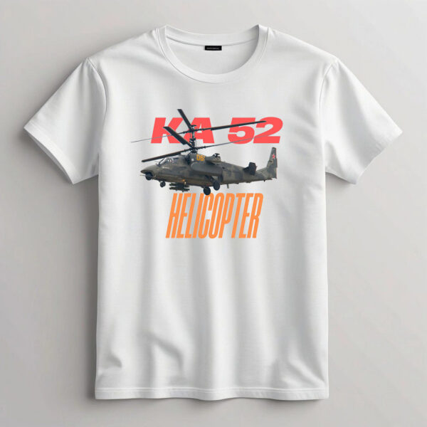 Russian KA-52 Helicopter B/W T shirt 100% Cotton - Bio wash