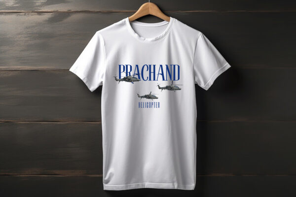 Indian LCH Prachand Helicopter W T-shirt 100% Cotton - Biowash - Image 2