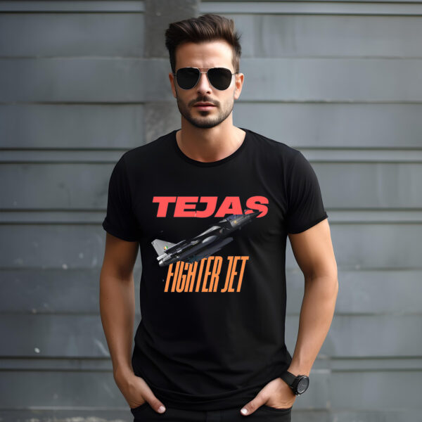 Indian Tejas Fighter Jet B/W T-shirt 100% Cotton - Biowash - Image 3