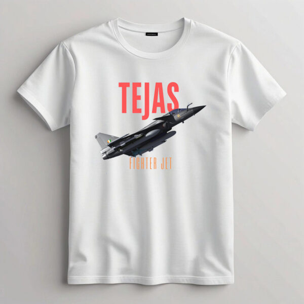 Indian Tejas Fighter Jet B/W T-shirt 100% Cotton - Biowash