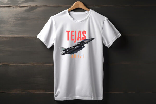 Indian Tejas Fighter Jet B/W T-shirt 100% Cotton - Biowash - Image 7